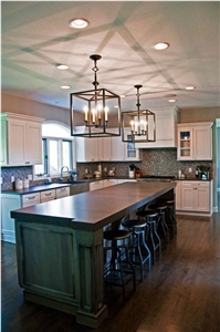 Amazon Grey Silestone Natural Quartz with a Leather Finish and Eased Edge Profile Kitchen Top