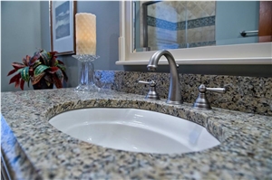 Gorgeous Santa Cecilia Granite with Ogee Edge Profile Vanity Top