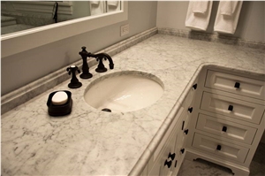 Stunning Bathroom Done in White Carrara Marble
