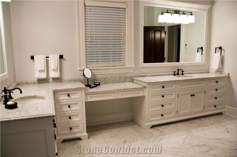 Stunning Bathroom Done in White Carrara Marble