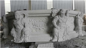 Handcarved Sarira Stupa, White Granite Sculpture & Statue