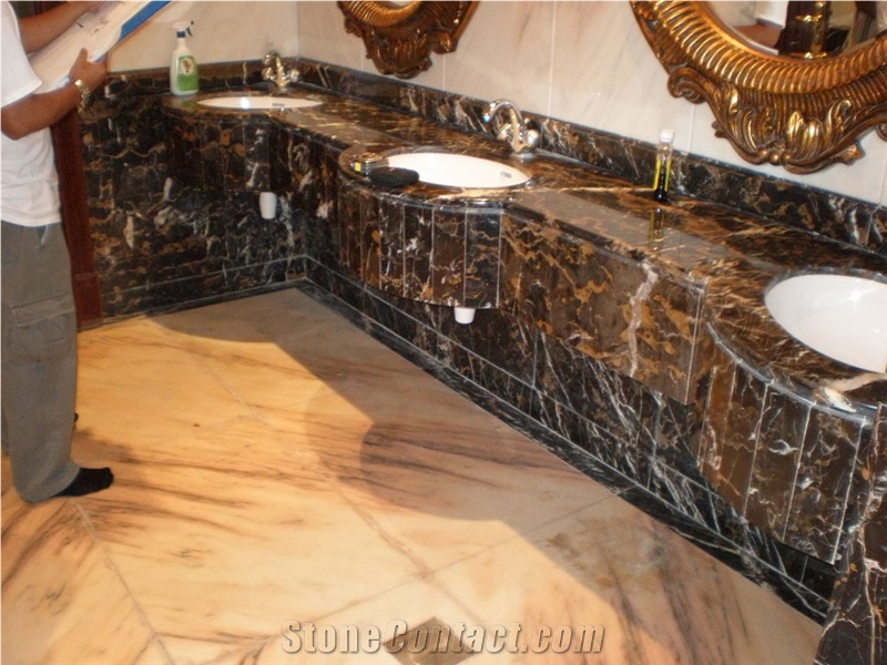 Black N Gold Marble, Michaelangelo Marble Custom Vanity Top