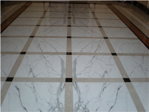 Statuario Venato Marble and Botticino Semi Classico Marble Floor Pattern Statuario Venato Marble and Botticino Semi Classico Marble Floor Pattern