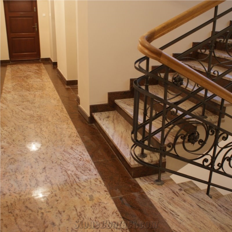 Ivory Brown Granite with Multicolor Red Granite Flooring Slabs & Tiles, India Yellow Granite