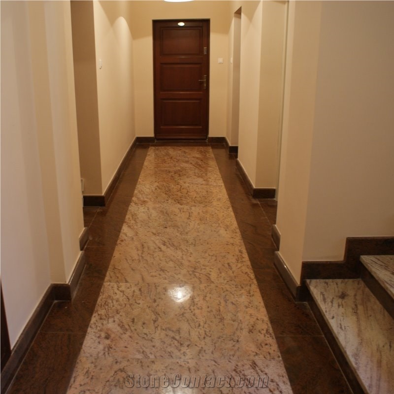 Ivory Brown Granite with Multicolor Red Granite Flooring Slabs & Tiles, India Yellow Granite