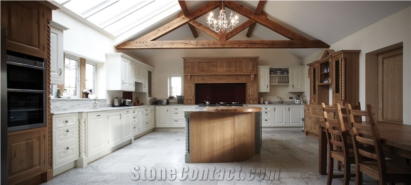 Montpellier Limestone Tumbled and Brushed Kitchen Floor Tiles