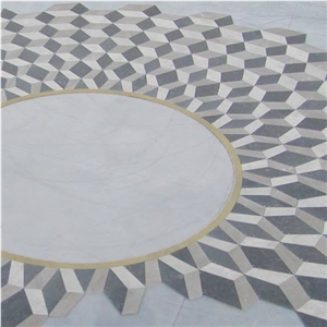 Nouvelle Grey Marble and Blue Savoy Marble Floor Pattern
