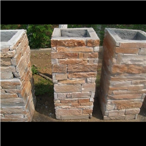 Slate Decoration Stone Pillar,Culture Slate Pillar, Outdoorslate Stone Pillar,Promotional Style Nature Stone Slate Pillars,Rusty Slate Stone Pillar,Chinese Slate Pillar,