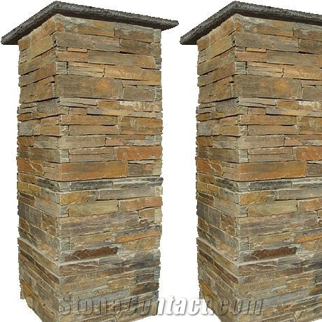 Slate Decoration Stone Pillar,Culture Slate Pillar, Outdoorslate Stone Pillar,Promotional Style Nature Stone Slate Pillars,Rusty Slate Stone Pillar,Chinese Slate Pillar,
