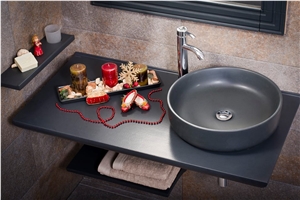 Solid Surface Vessel Wash Basins, Karistou Brown Quartzite Sawn Cut Wall Tiles