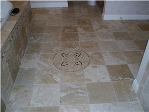 Brushed Classic Beige Travertine Floor Covering