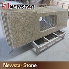 Prefab Brazil Giallo Veneziano Granitecountertop, Red Granite Kitchen Countertops