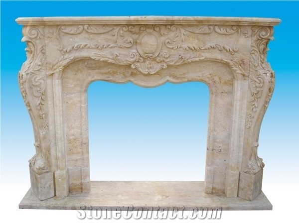 Sf-016, Beige Travertine Fireplace