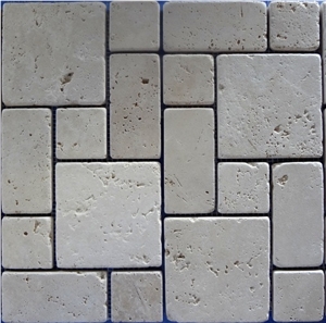 Light Pearl Collection, Light Cream White Travertine Mosaic