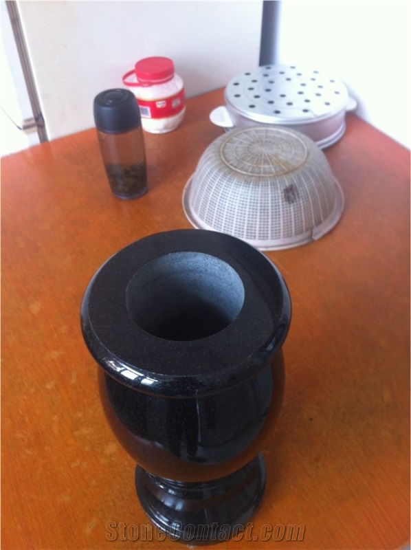 Granite Vase, Fengzhen Black Granite Flower Pot