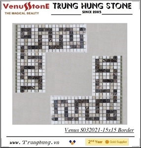 Crema Marfil Marble+Emperador Marble Mosaic Border for Decoration