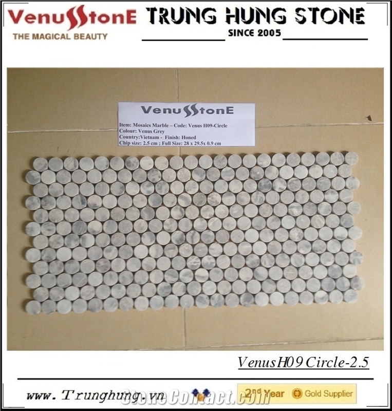 Vietnam Circle Grey Marble Mosaic Tiles