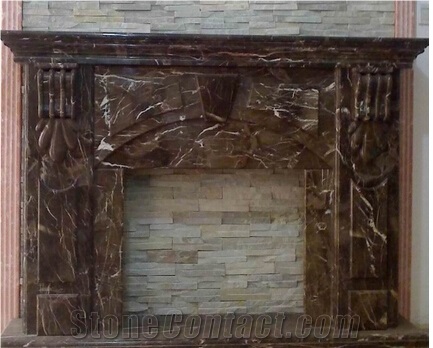 Dark Emperador Marble Fireplace,Spain Brown Marble