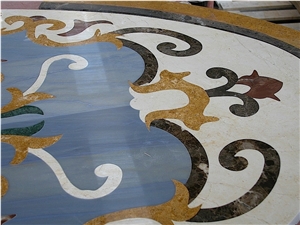 Azul Macaubas Quartzite, Rosso Verona Marble Waterjet
