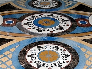 Azul Macaubas Quartzite, Rosso Verona Marble Waterjet