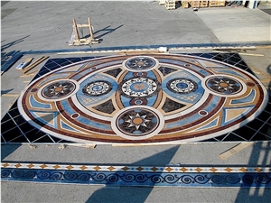 Azul Macaubas Quartzite, Rosso Verona Marble Waterjet