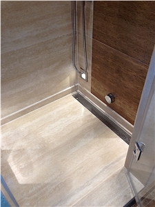Travertino Noce Private Villa Bathtop and Vessel Wash Basin