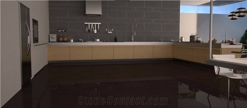 Choco Brown Quartzite Kitchen Design Project, Floor Tiles