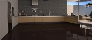 Choco Brown Quartzite Kitchen Design Project, Floor Tiles