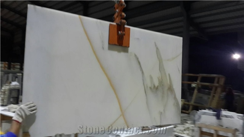 China Calacatta Oro Pure White Snow Marble Slabs, High Glossy Tile, China Absolute White Marble Panel Translucent for Bathroom Walling,Floor Covering