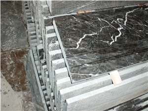 China Hang Grey High Glossy Polished Steps Stairs, Popular Grey Marble Steps Interior Risers