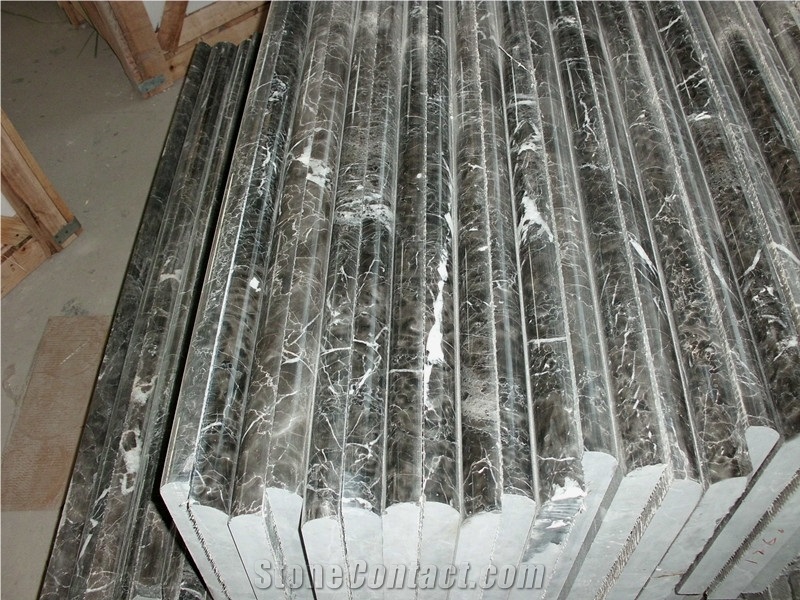 China Hang Grey High Glossy Polished Steps Stairs, Popular Grey Marble Steps Interior Risers