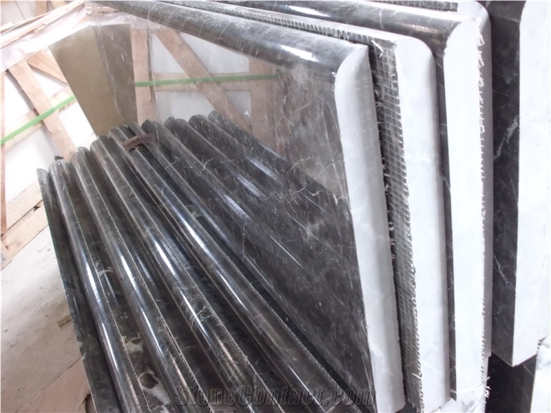 China Hang Grey High Glossy Polished Steps Stairs, Popular Grey Marble Steps Interior Risers
