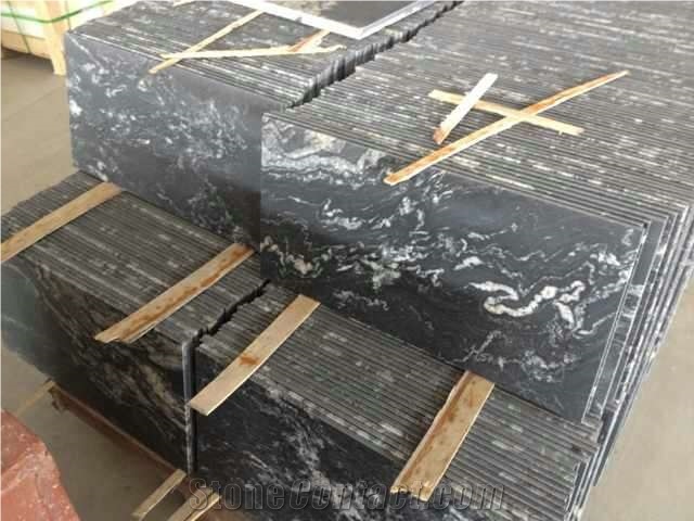 New Jet Mist Cosmos Black Granite Slab,China Black Swan Granite Tiles with Grey Sand Veins for Floor Covering,Exterior Building Wall Cladding