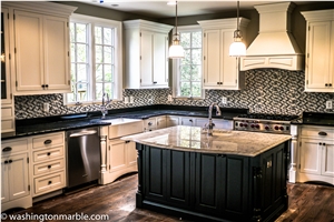 White Carrara Island and Cambrian Black Antique Bench Top