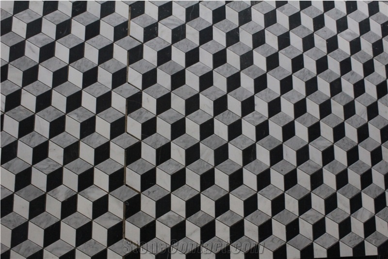 Rhombus Marble Mosaics, Rhombus Mosaic Tiles, China Oriental White Marble Mosaics