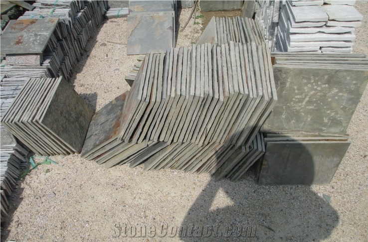 China Cheap Popular Rustic Rusty Brown Slate Natural Split Tiles/Slabs Cut to Size, Grey Wall Stone Cladding, Outdoor Flooring Covering Decoration, Slate Pattern Exterior, Quarry Owner