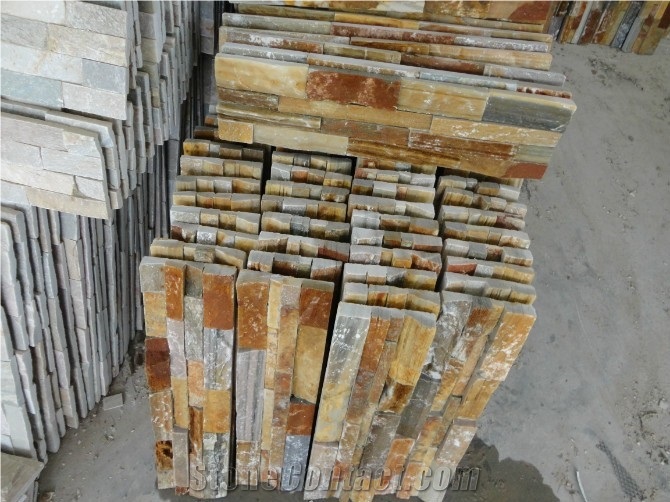 Good Quality Cheaper Chinese Sunset Split Face Multicolour Rusty Slate Stone Veneer, Stone Wall Decor, Exposed Wall Stone,Rustic Slate Feature Wall Rusty Slate Culture Stone Wall Cladding
