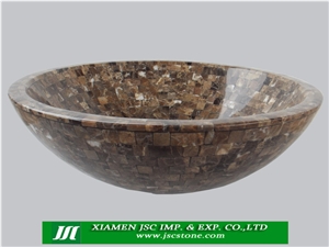 Mosaic Sink/Mosaic Basin/Kitchen Sinks/Bathroom Sinks/Wash Basins, Beige Granite Bathroom Sinks