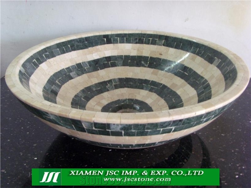 Mosaic Sink/Mosaic Basin/Kitchen Sinks/Bathroom Sinks/Wash Basins, Beige Granite Bathroom Sinks