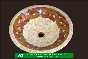Mosaic Sink/Mosaic Basin/Kitchen Sinks/Bathroom Sinks/Wash Basins, Beige Granite Bathroom Sinks