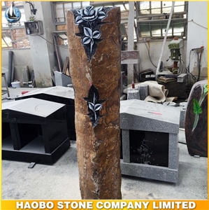 Cemetery Statue Rose Flower Carving Sculpture and Antique, Basalt Memorials Statue