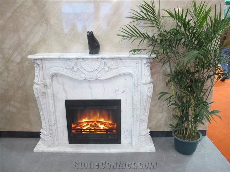 Marble or Granite Fireplace, Brown Marble Fireplace