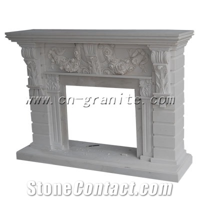 Marble or Granite Fireplace, Brown Marble Fireplace