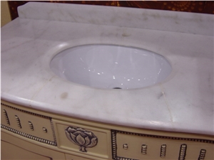 White Marble Polished Vanity Top Bathroom