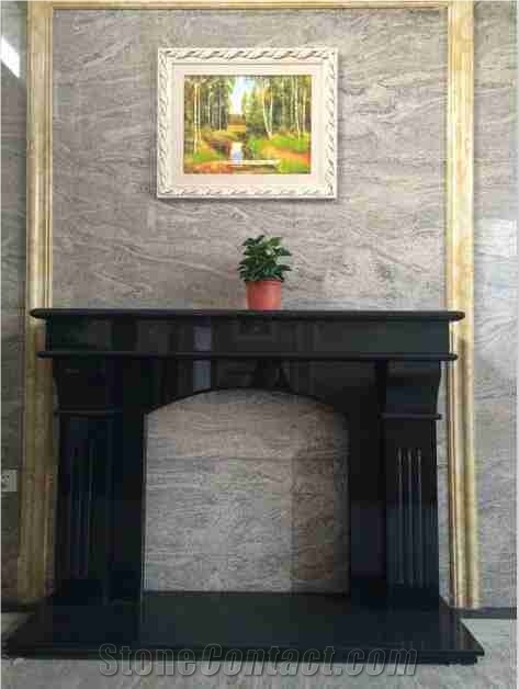 China Absolute Black Polished Fireplace Mantels, Black Granite Fireplaces Surroundings, Polished Black Granite Plinths, Polished Black Granite Hearth, Polished Black Granite Back Panel