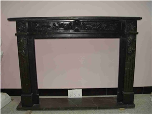 China Absolute Black Polished Fireplace Mantels, Black Granite Fireplaces Surroundings, Polished Black Granite Plinths, Polished Black Granite Hearth, Polished Black Granite Back Panel