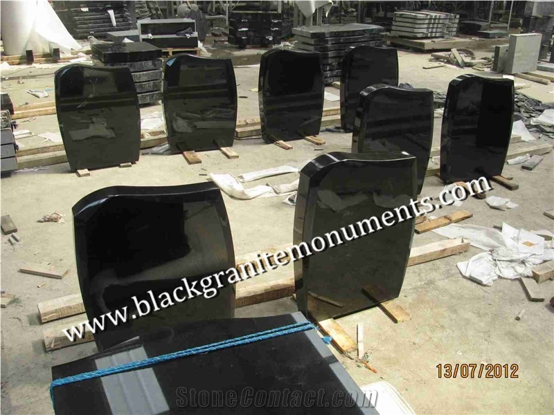 China Absolute Black Polished Monument & Tombstone, China Shanxi Black Polished Monument & Tombstone, China Absolute Black Polished Memorials & Headstones, Uk Style