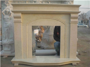 China Yellow Sandstone Carved Fireplace