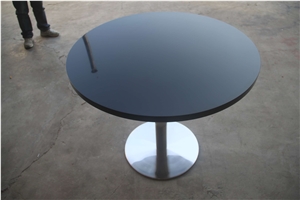Black Polished High Glossy Manmade Stone Restaurant Dining Tables