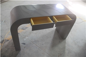 Gray Manmade Stone Modern Office Desk Executive